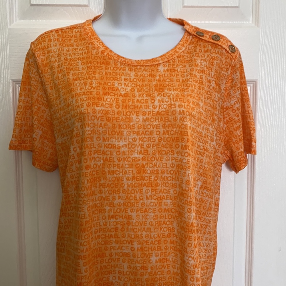 MICHAEL KORS PEACE LOVE TANGERINE T-SHIRT